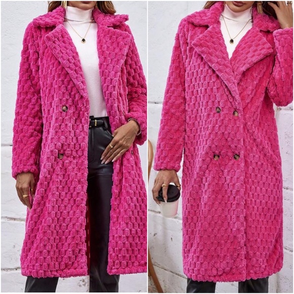 BellanBlue Jackets & Blazers - Luxe Hot Pink Button Oversized Jacket Coat